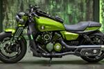 QJ Motor SRV 600V Verde Brillante: Moto Cruiser Custom con Diseño de Calavera